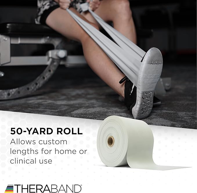 THERABAND Resistance Band, Black, Special Heavy, 50-Yard Roll, Latex Elastic Band for Exercise