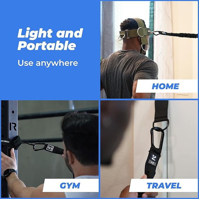 Iron Neck Resistance Band, Durable Exercise Band with Steel Carabiners for Neck Training, Strength Workouts, Stretching, and Rehab