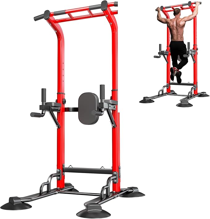 SogesPower Power Tower Pull Up Bar Station, 12-Level Adjustable Multi-Function Pull Up Dip Station for Home Gym, Pull Up Bar Stand Dip Bar Strength Training Fitness Equipment