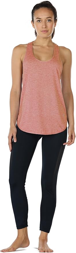 icyzone Women's Racerback Workout Athletic Running Tank Tops Loose Fit (Pack of 2)