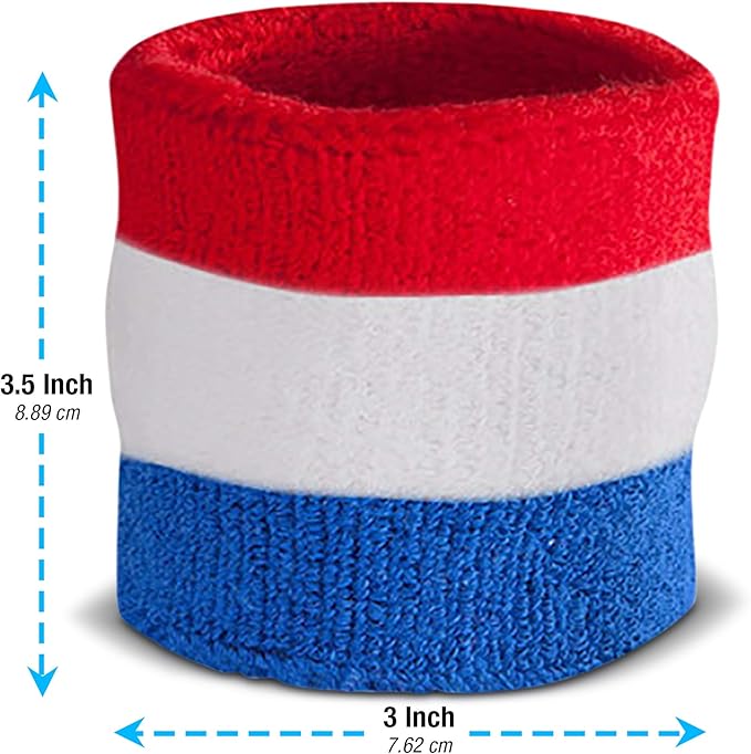 Suddora Striped Sweatband Set, Moisture Wicking 2 Wristbands and 1 Headband, Breathable Athletic Sweat Bands for Sports, Costumes & Cosplay, Matching Bands to Wear with Jersey