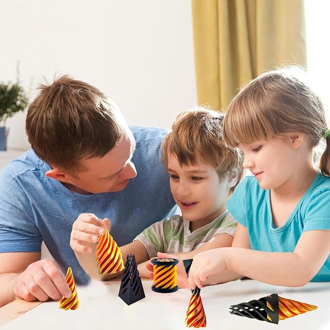 3 Packs Spiral Cone Fidget Toy,Impossible Cone Impossible Pyramid Passthrough Toy,3D Printed Spiral Cone Fidget Toy,Mini Vortex Thread Illusion Desktop Deco Souvenir Gift for Anxiety Relaxing