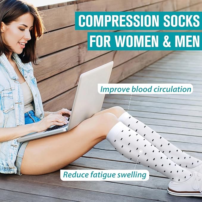 BLUEENJOY Copper Compression Socks for Women & Men (6 pairs) - Best Support for Nurses, Running, Hiking, Recovery
