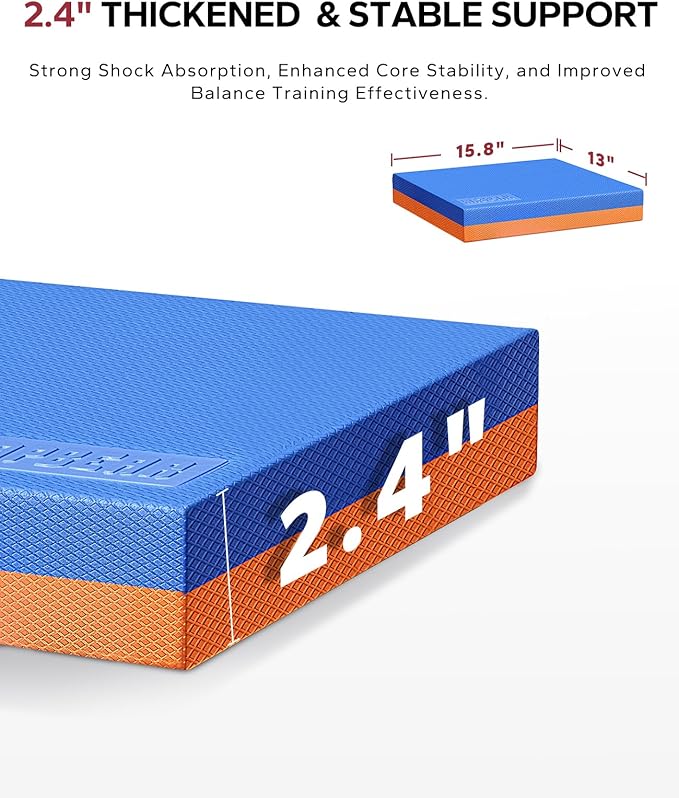 HAPBEAR Exercise Balance Pad - 15"x12" Non-Slip Textured Bottom Stability Training Mat - 2.25" Thick Soft Cushioned Foam for Physical Therapy, Core Training & Home Workouts