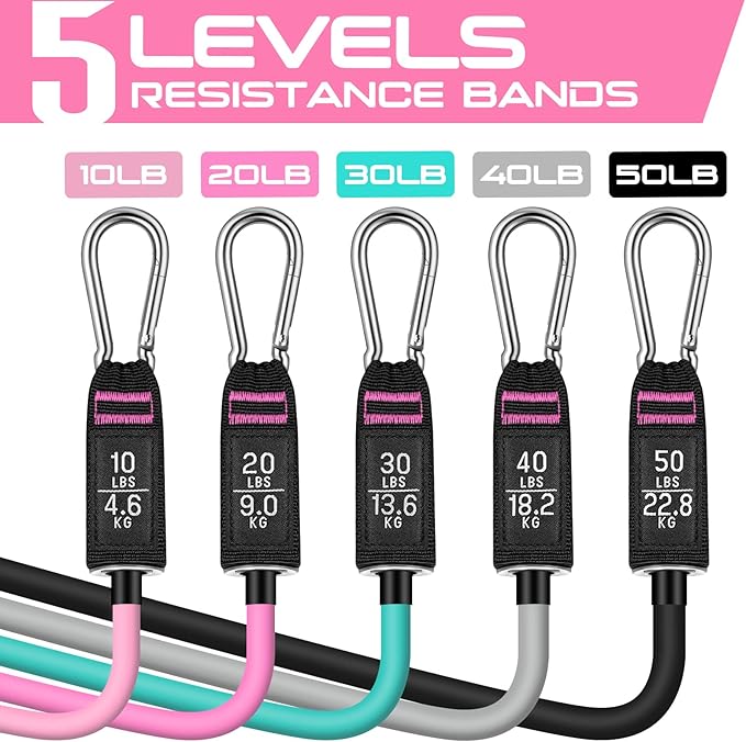 RENRANRING Resistance Bands for Working Out, 150LBS Exercise Bands, Workout Bands, Resistance Bands Set with Handles for Men Women, Legs Ankle Straps for Muscle Training