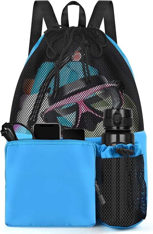 BROTOU Swim Bag Beach Backpack with Wet Pocket Mesh Drawstring Bags for Swimming, Gym
