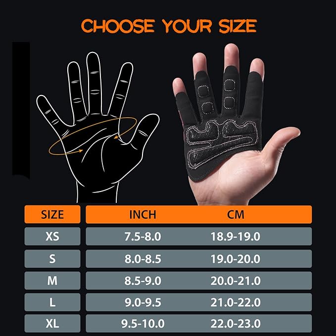 SueStar Partial Weight Lifting Gloves, 3/4 Finger Workout Gloves for Men Women, Full Palm Protection & Silicone Grip Gym for Weightlifting Exercise Fitness Smartwatch Friendly