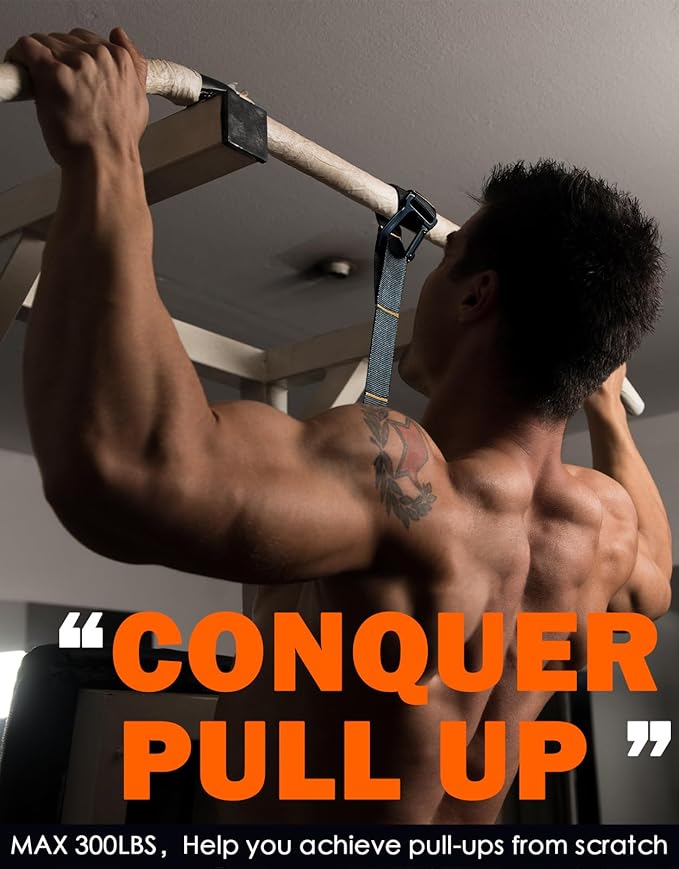 Fitarc Pull Up Assistance Bands Set,Pull Up Assist Strap with Handle,14 Levels of Assistance Up to 300LBS, Orange