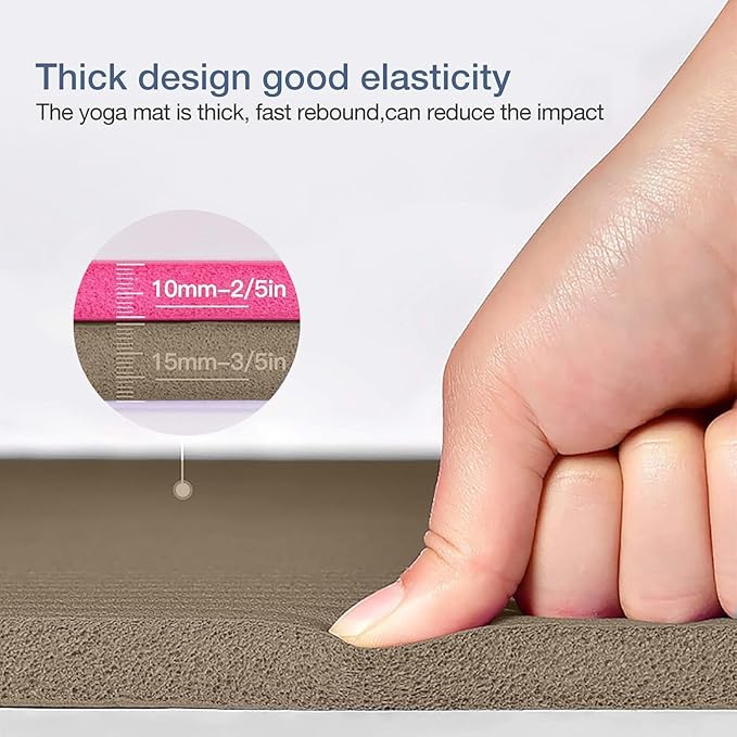 Yoga Mat Non Slip NBR Thick Yoga Mat, 72"L x 32"/24"W x 0.6"/0.4"TH (185cm x 80cm/61cm x 15mm/10mm), Anti-Tear Exercise Mat with Carrying Strap and Bag, Workout Mats for Yoga, Pilates, Floor Exercises