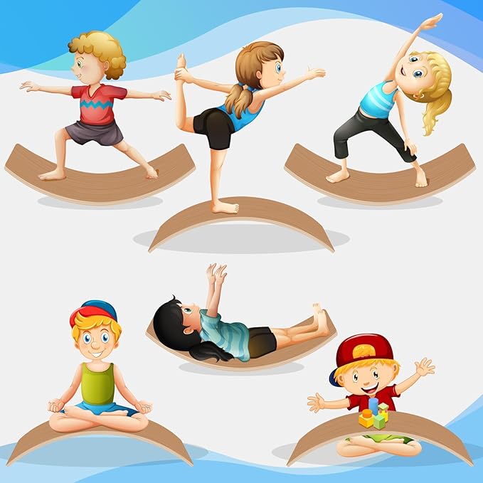Balance Board Kids, [Natural Wood] Wobble Board for Kids Toddlers, Open Ended Montessori Waldorf Learning Toy, Gifts for 3 4 5 6 7 8 Year Old Boys Girls Kids Birthday & Christmas Stocking Stuffers