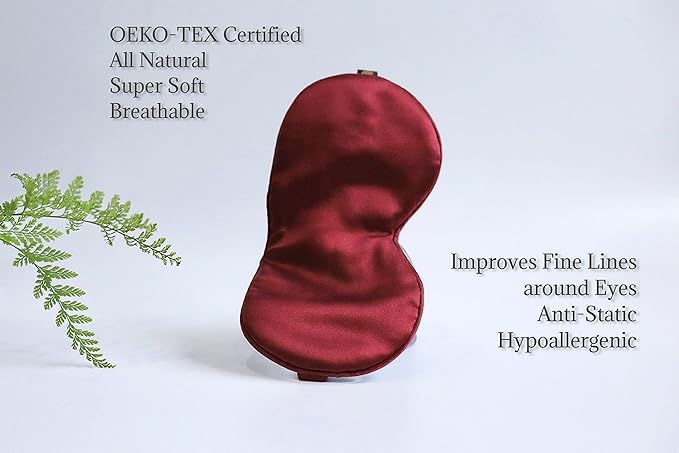 Premium Handcrafted 25 Momme Mulberry Silk Eye Mask for Sleeping (Red Velvet)