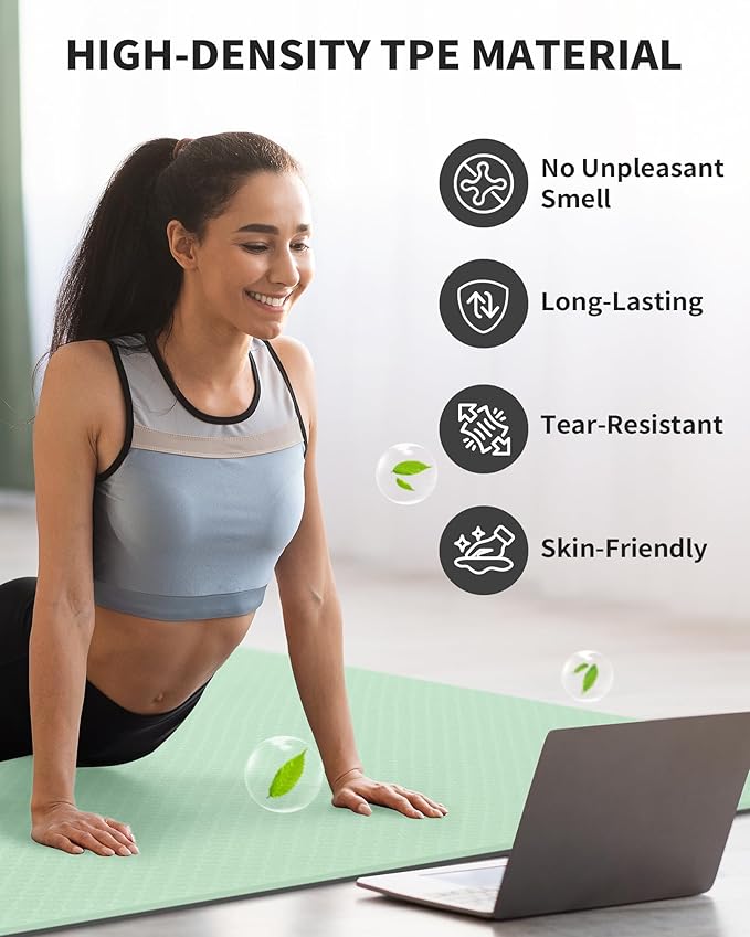 CAMBIVO Large Yoga Mat (6'x 4'), Extra Wide Workout Mat for Men and Women, Yoga Mat Thick 1/3 &1/4 Exercise Mats for Home Workout, Yoga, Pilates (Black,1/4 inch)