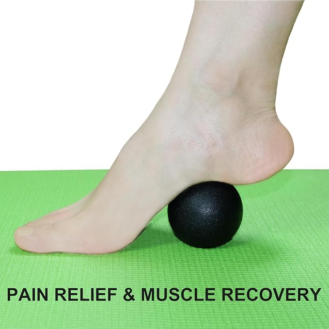 Hard Lacrosse Ball Massage Ball Therapy. Firm Trigger Point Massager Tool for Deep Tissue Yoga Physiotherapy Myofascial Release Muscle Relax Plantar Fasciitis Pain Relief (2 Pack) (Black)