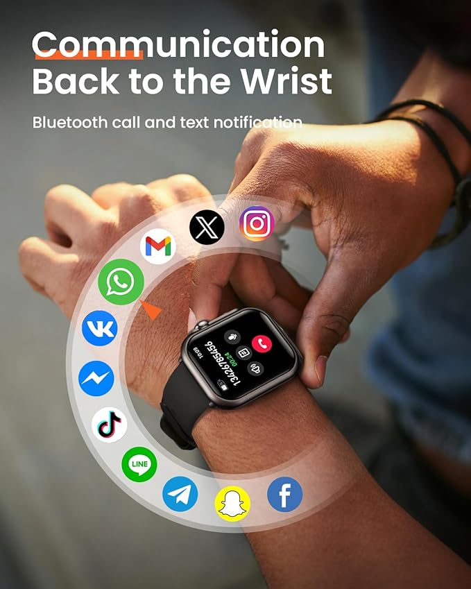 Smart Watches for Women Fitness Tracker: 1.85" Smartwatch with 30 Day+Battery Life Make/Answer Call Sleep Heart Rate SpO2 Monitor IP68 Waterproof 120+Sport Mode Watch for Android iPhone Samsung Black