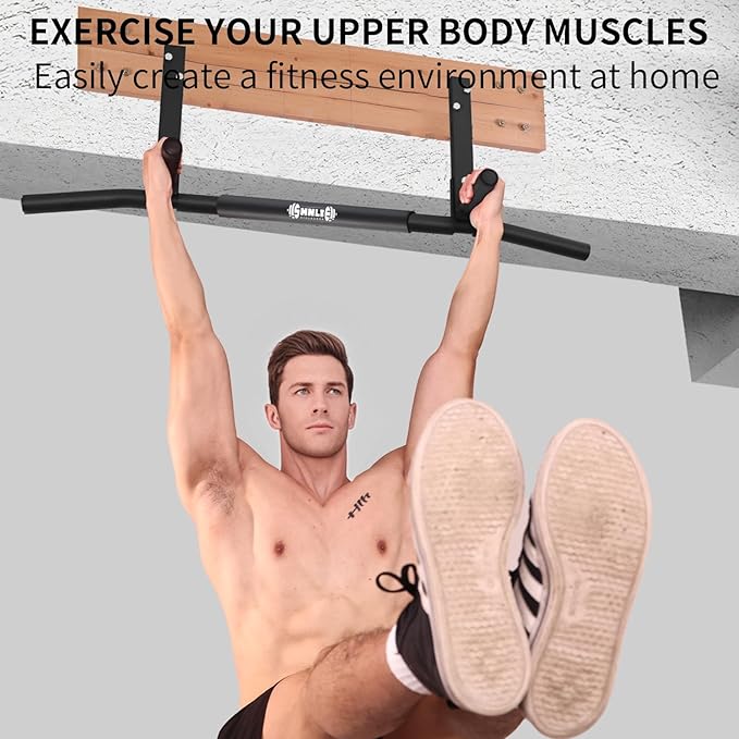 Joist Mounted Pull Up Bar, Ceiling Mount Chin Up Bar for Home Gym, Beam, Rafter, Easy installation, 42" Wide Bar