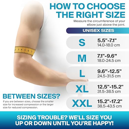 DR. BRACE® Elite Elbow Brace Support, Breathable Elbow Compression Sleeve with Gel Pad for Golfer's, Tennis Elbow & Tendonitis Treatment & Pain Relief 2024 (Black-Blue, Small)