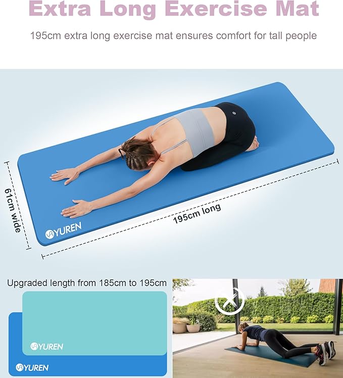 Yoga Mat Thick 1 inch Exercise Mat 76.7"x24" Workout Mats for Home Gym, Non-slip Yoga Mat for Women Men, with Carrying Yoga Bag