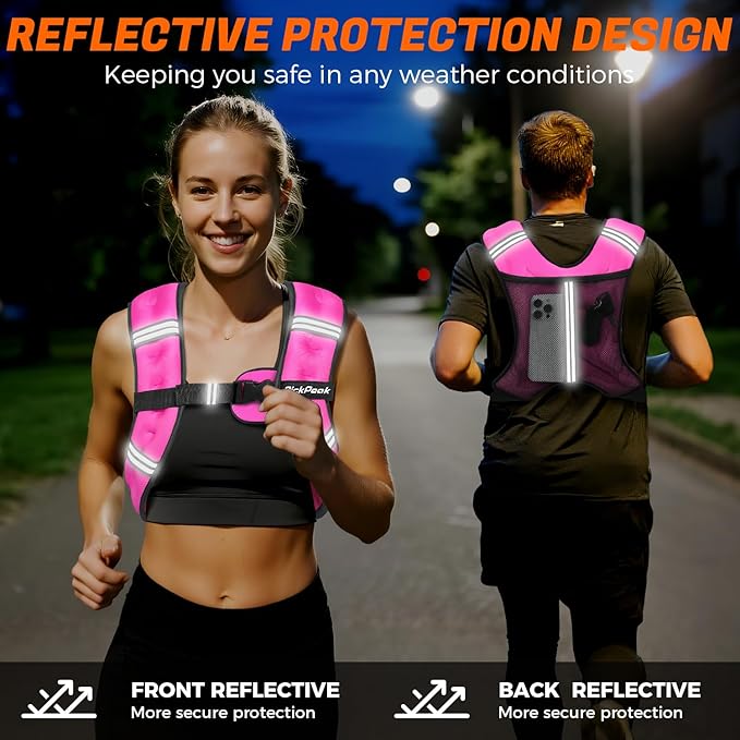 Weighted Vest for Woman Man 5lb/6lb/8lb/12lb/15lb/20lb/25lb/30lb Weighted Vest for Walking, Strength Training Weight Vest with Adjustable Buckle Detachable Phone Pouch for Running Workout