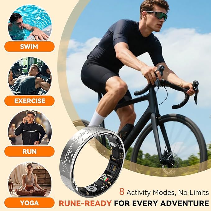 Ultra Smart Ring for Women Men,Health Fitness Tracker with Sleep/Blood Pressure/Oxygen Monitoring, Heart Rate & Activity Tracking,IP68 Waterproof, 5+Day Battery,No Subscription Fee 1-Silver 10 FRAY