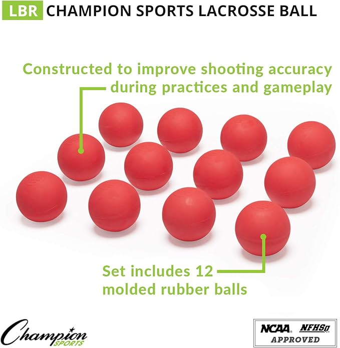 Champion Sports Lacrosse Balls: Official Size Sporting Goods Equipment for Professional, College & Grade School Games, Practices & Recreation - NCAA, NFHS and SEI Certified