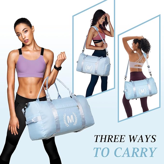 Gym Duffel Bag, Red, Personalized with Initials, Spacious Sports Bag for Yoga & Dance, Wet Pocket, Mat Strap, Travel-Friendly