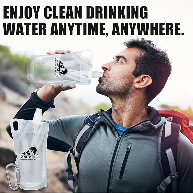 33oz Collapsible Water Bottles, 3-Pack Reusable Travel Foldable Water Bottles for Hiking Camping Running Bike, BPA-Free Water Bottle