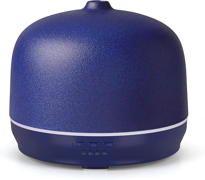 Ceramic Essential Oil Diffusers for Home Large Room, 500ml Aromatherapy Scent Air Diffuser Bedroom Ultrasonic Aroma Defusers with Timed-Blue