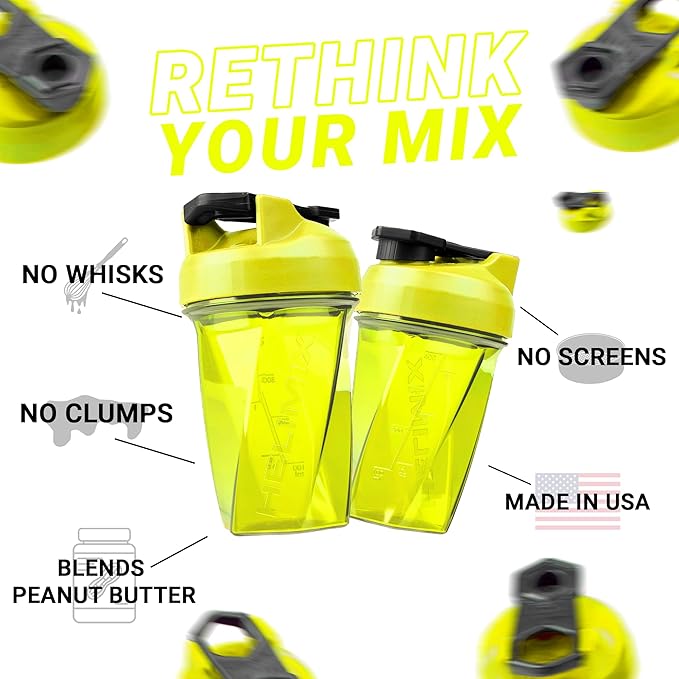 HELIMIX 1.5 Vortex Blender Shaker Bottle Holds upto 28oz | No Blending Ball or Whisk | USA Made | Portable Pre Workout Whey Protein Drink Shaker Cup | Mixes Cocktails Smoothies Shakes | Top Rack Safe