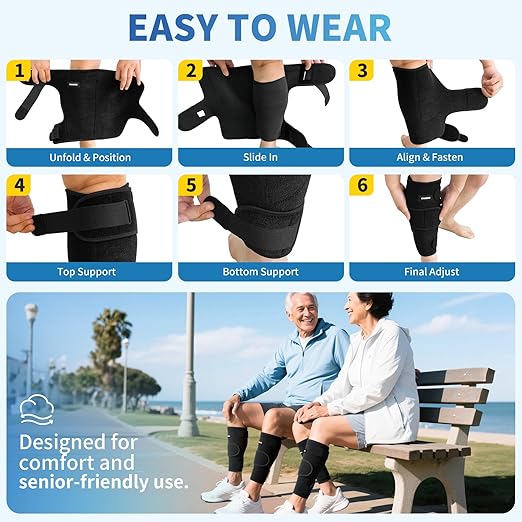CAMBIVO Calf Brace for Torn Muscle, 2 Pack Adjustable Neoprene Compression Wrap Support for Shin Splints, Strain, Leg Pain (Black, Small)
