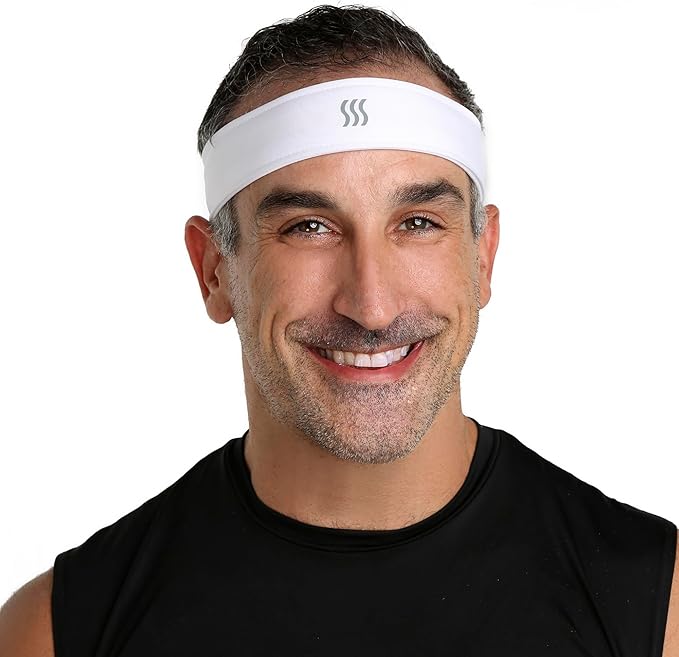 Adjustable Performance Sweat Headband. Hook & Loop Closure, Moisture-Wicking, Non-Slip, Breathable Athletic Headband for Running, Yoga, Gym, and Sports. Unisex Fit