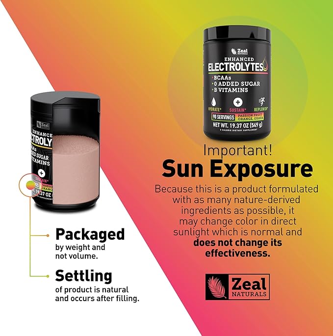 Enhanced Electrolyte Powder (Passion Fruit Orange Guava | 90ct.) w/ 0 Sugar +BCAAs +B-Vitamins Electrolyte Supplement w Potassium Zinc & Magnesium for Hydration - Keto Electrolytes