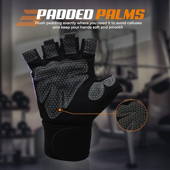 Bear Grips Weight Lifting Gloves for Men & Women | Half Finger Lifting Gloves | Full Finger Workout Gloves for Men | No Finger Exercise Gloves l Compression Weightlifting Gloves | Gym Gloves for Men