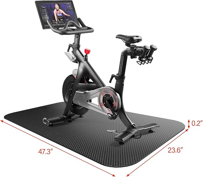 Bike Mat, Exercise Mat for Carpet & Hardwood Floors, Cushioned, Black