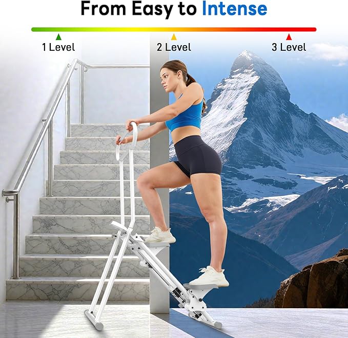 ERGOLIFE Stair Stepper with 6-Level Adjustable Resistance, 350lbs Upgrade Foldable Stairmaster Machine for Home Gym Workout, Cardio Stair Climber with Low Noise