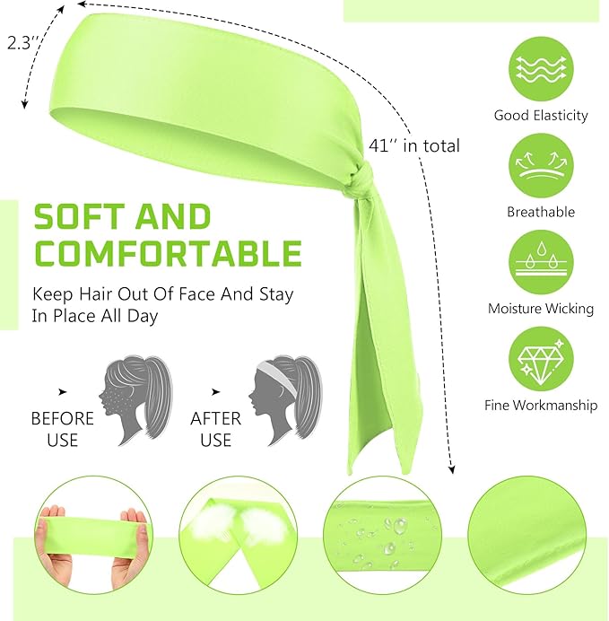 Hiboom 30 Pack Tie Headband Bulk Sports Tennis Head Tie Ninja Karate Tie Back Athletic Sweatbands Adjustable Hair Bands for Women Men Basketball, Football, Soccer, Running, Yoga Workout