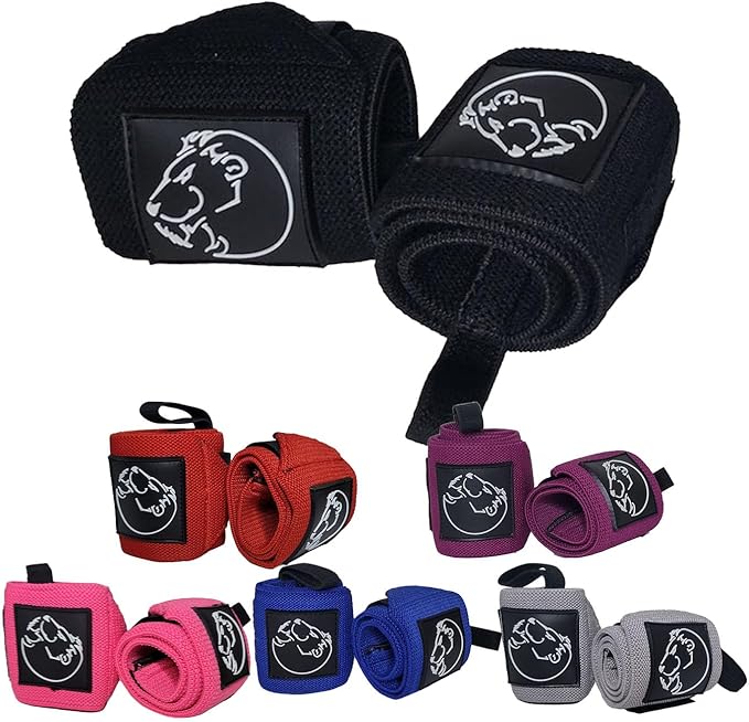 Premium Wrist Wraps for Weightlifting, BMG Premium 18” Wrist Wraps (pair) with Thumb Loop, Sturdy and Comfortable