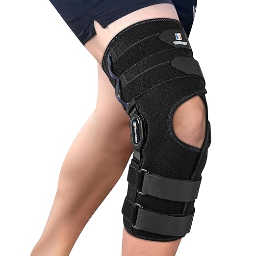 T TIMTAKBO Plus Size Knee Brace for Women and Men, Adjustable Knee Brace with Side Stabilizers, Knee Support for Knee Pain Relief, ACL, Meniscus Tear and Arthritis, Front Opening Braces for Knee Pain