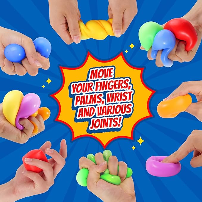 Mini 50 Pack Slow Rising Stress Cube, Dough Stress Balls Soft Fidget Squishy Toys for Anxiety Relief, Pull Stretch Fidgets for Classroom Prize, Bulk Toys Classroom Reward for Student Teacher