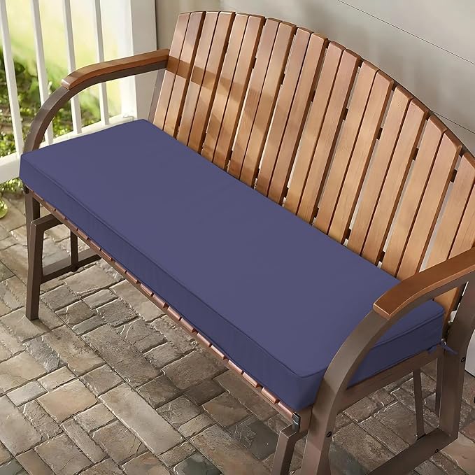 Outdoor Bench Cushion 59 x 18 x 3 Inch, Waterproof Patio Furniture Cushions with Ties, Non-Slip Rectangle Bench Seat Cushion Foam Pad for Garden Sofa Settee Couch Swing, Navy