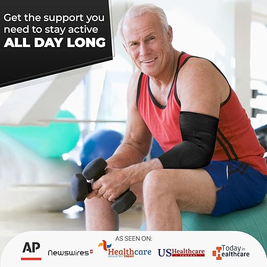 DR. BRACE® Elite Elbow Brace Support, Breathable Elbow Compression Sleeve with Gel Pad for Golfer's, Tennis Elbow & Tendonitis Treatment & Pain Relief 2024 (Black, Medium)