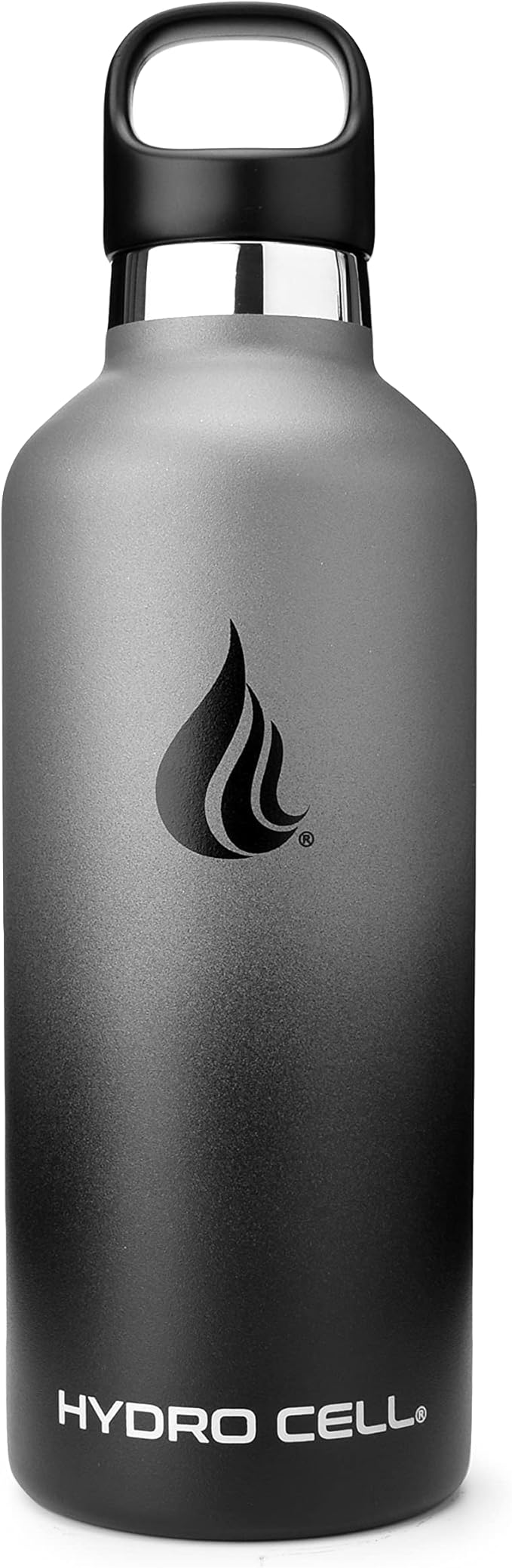 HYDRO CELL Stainless Steel Water Bottle with Straw & 2 Standard Mouth Lids (32oz 24oz 20oz 16oz) Keeps Liquids Hot or Cold w/Double Wall Vacuum Insulated Leak Proof Sport Design (Graphite/Black 32oz)