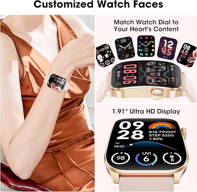 Curve Smart Watch for Men Women, 1.91" Smartwatches with 120+ Sport Modes, Fitness Tracker with Bluetooth Call, Heart Rate, Waterproof Activity Tracker Smartwatch for iOS Android Phones