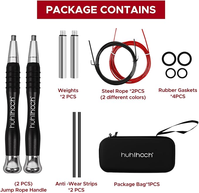 High Speed Jump Rope - Self-Locking No-Screw Design, Weighted Jump Rope, 360° Fast Rotation, Silicone Textured Design, Non-Slip, Includes 2 Speed Ropes Cables for Optimal Fitness Training & More - CrossFit Jump Rope.