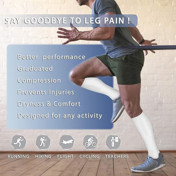 Iseasoo Copper Compression Socks (15-20 mmHg) for Men & Women - Running, Hiking, Cycling, Travel - Improves Circulation