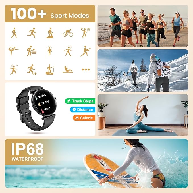 Hwagol Smart Watches for Women Men[Calls/Metal Thin] for Android iPhone Compatible,1.43" Micro-Spherical AMOLED Screen,IP68 Waterproof Fitness Tracker Heart Rate/SpO2/Sleep Monitor/Pedometer