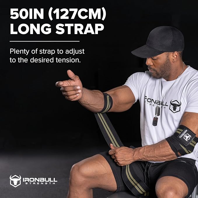 Elbow Wraps for Weightlifting (1 Pair) - 50" Elastic Elbow Braces for Weight Lifting - Elbow Support for Bench Press, Powerlifting, Fitness, & Gym Workout - Gym Elbow Straps Weightlifting - Elbow Compression Strap Brace