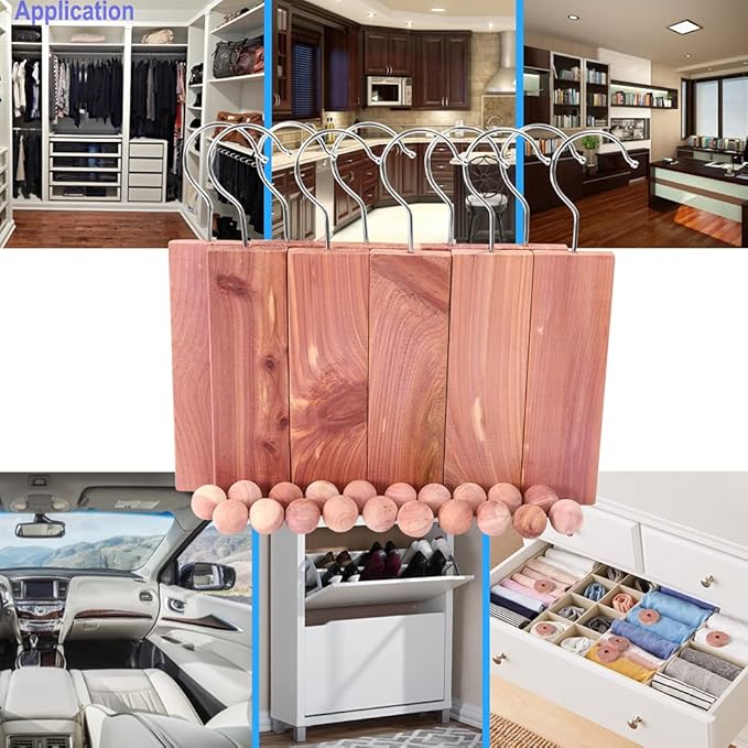Cedar Blocks for Clothes Storage, Hang Ups 10pcs and Balls 20pcs for Closet Storage Totally 30PCs