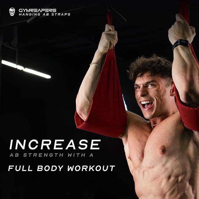 Gymreapers Hanging Ab Straps for Pull-Up Bar — Hang Bar Assist Strap & Strength Workout Exercise Equipment, Padded Adjustable Arm Supports with 2 Steel Carabiners for Leg Raises, Abdominal & Core Training