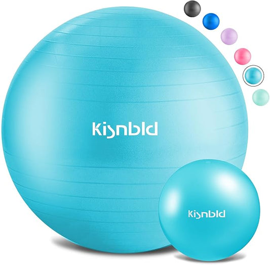 Exercise Ball, Extra Thick Yoga Ball for Workout Pregnancy Stability, 4 Sizes Anti-Burst Balance Ball with Foot Pump - Heavy Duty Fitness Ball Chair for Office, Home & Gym