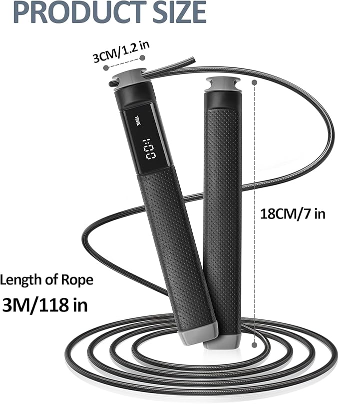 KYTO Smart Jump Rope, High Speed Jump Rope with Counter, Workout Jumping Rope with Steel Ball Bearings, Adjustable Length Speed Skipping Rope, Skipping Rope with App, Fitness Gifts for Adults, Kids